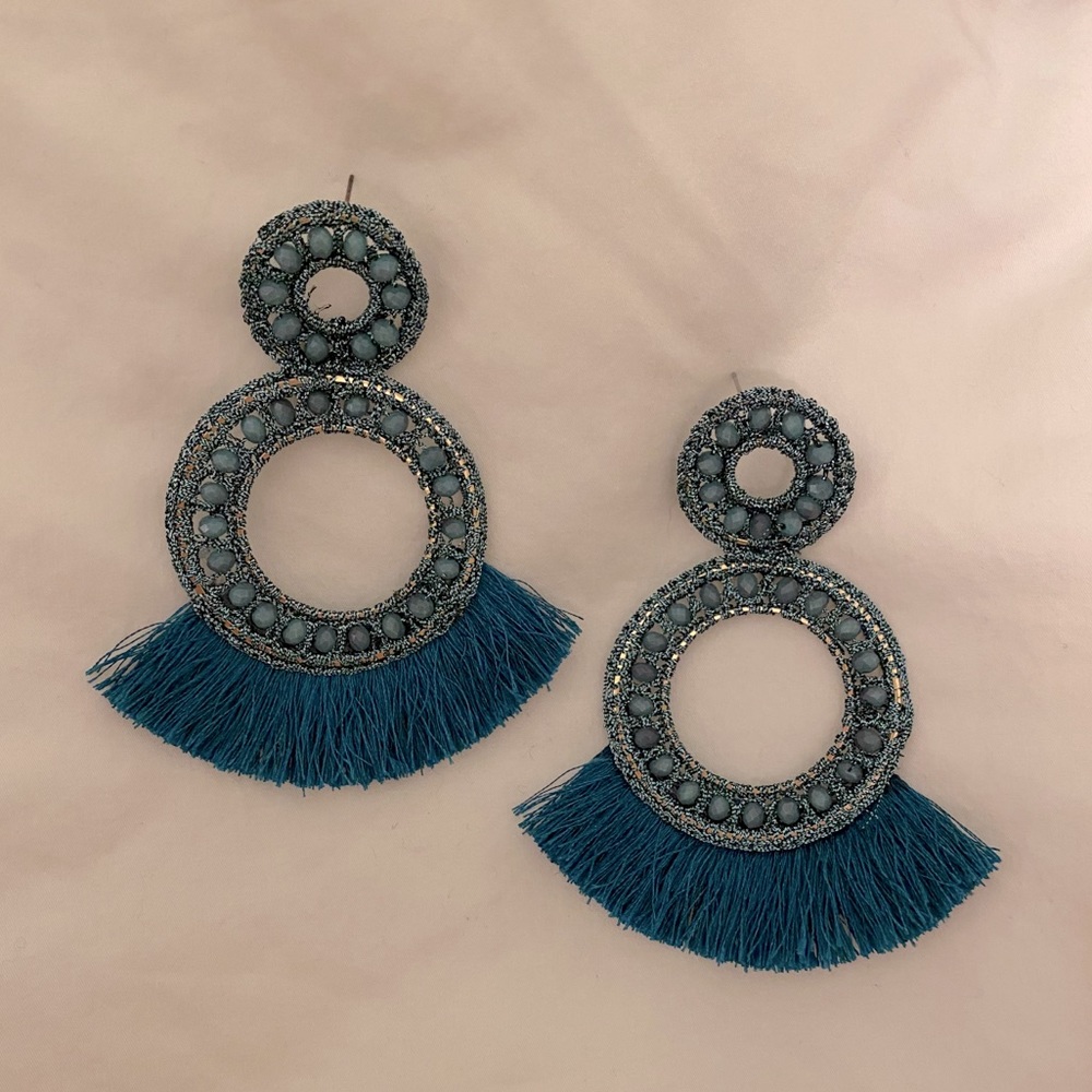 Boho Blu Circle Earrings